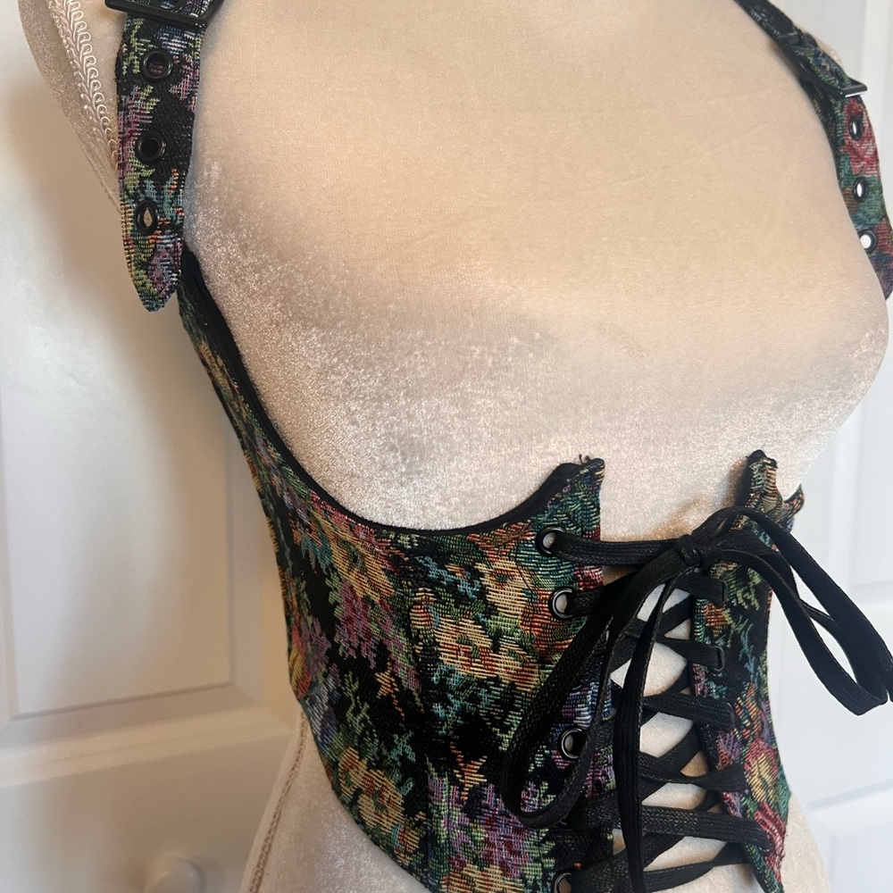 Dolls Kill Multicolor Lace-Up Corset Top - Picture 2 of 11
